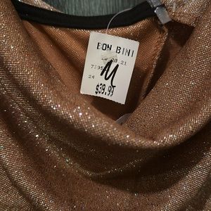 COWL NECK SPARKLE NUDE PINK  SIDE RUCHED MINI BODYCON DRESS